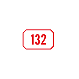 Domovní číslo PLZEŇSKÁ NORMA, červený rámeček do kraje, bílá 33 x 21 cm, 1 řádek