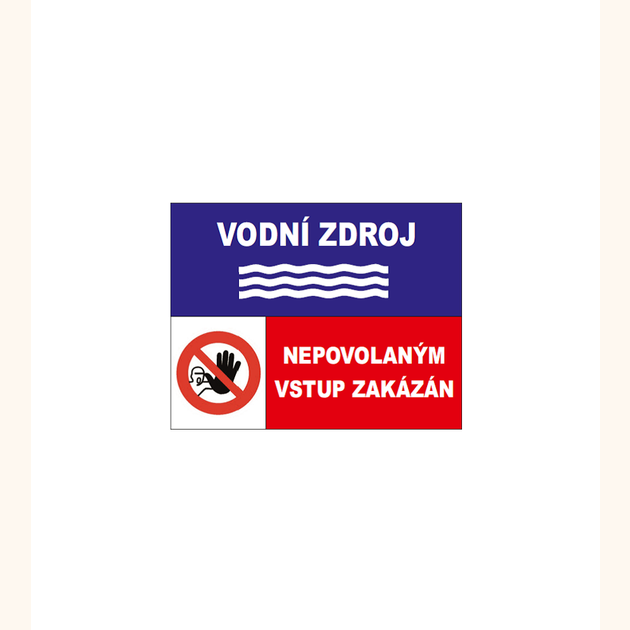 Smaltovaná cedule “Vodní zdroj” s piktogramem, 32x