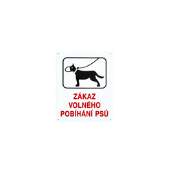 Smaltovaná cedule "Zákaz volného pobíhání psů", 20x25 cm